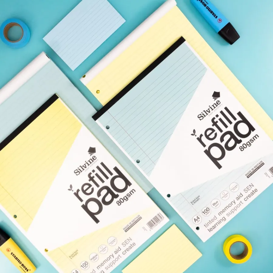Outlet A4 Tinted Refill Pads 8mm Ruled Margin Assorted 100pg 5pk Exercise Books|Tinted Exercise Books