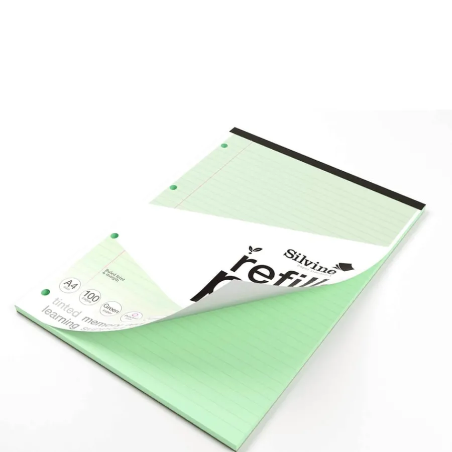 Outlet A4 Tinted Refill Pads 8mm Ruled Margin Assorted 100pg 5pk Exercise Books|Tinted Exercise Books
