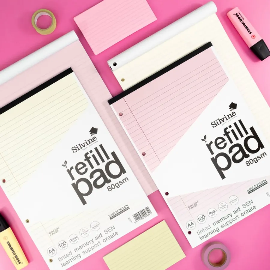 Outlet A4 Tinted Refill Pads 8mm Ruled Margin Assorted 100pg 5pk Exercise Books|Tinted Exercise Books