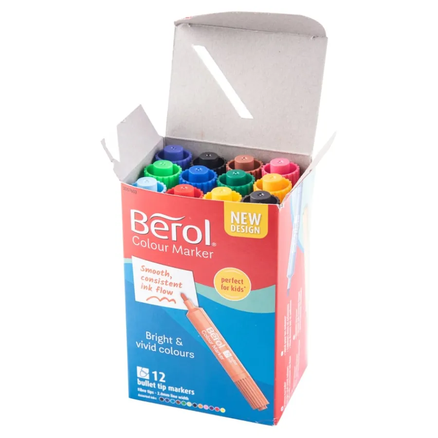 Outlet Berol® Colour Marker Pens Bullet Broad Tip Assorted Colours Steam|Drawing