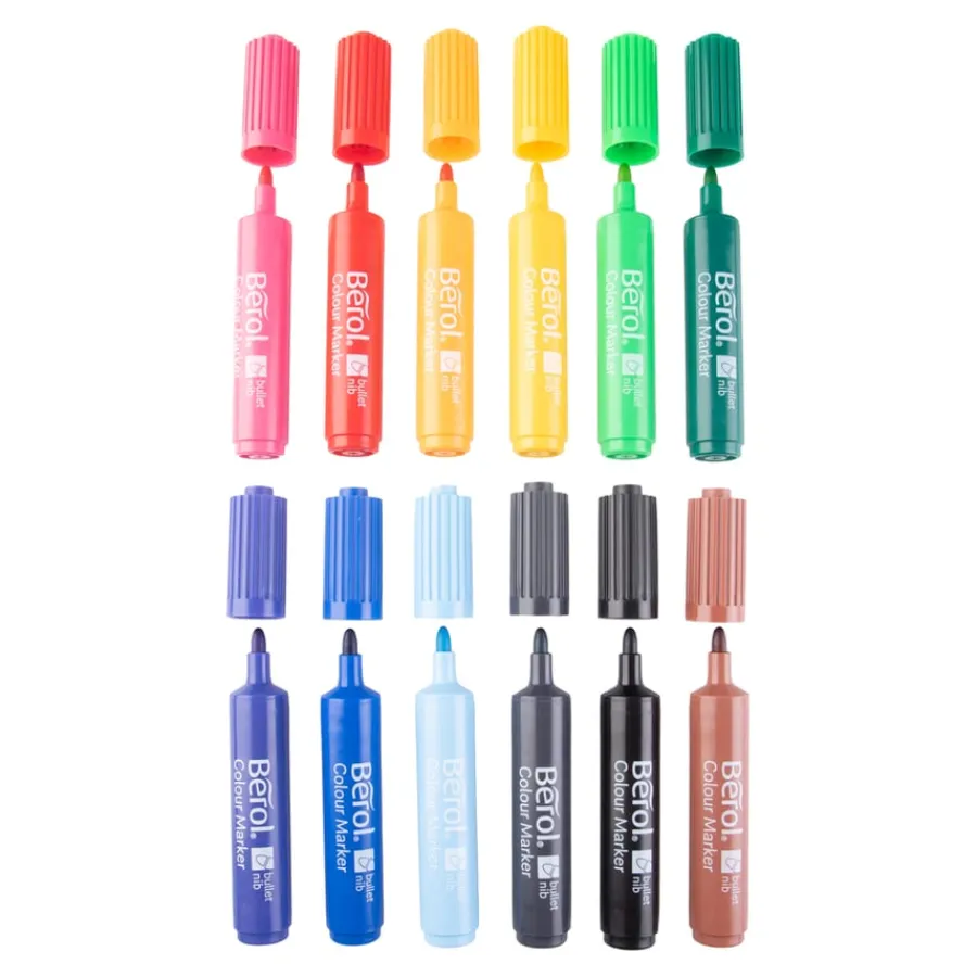 Outlet Berol® Colour Marker Pens Bullet Broad Tip Assorted Colours Steam|Drawing