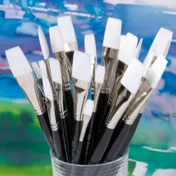 Outlet Black Handled Flat White Nylon Paint Brushes 30pk Paint Pots & Trays|Paint Brushes & Applicators