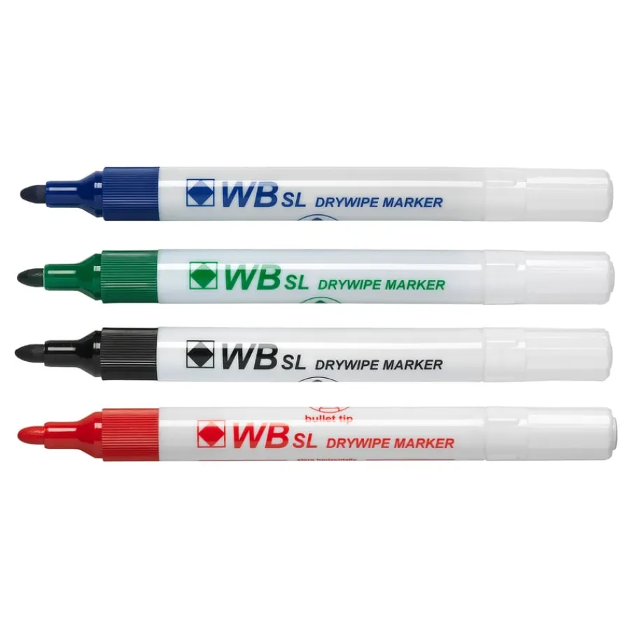 Hot Budget Drywipe Pens Medium Tip Assorted 4pk Whiteboards|Tts Brand