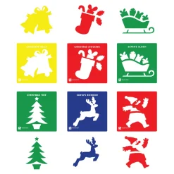 Christmas Stencil Set Assorted 6pk Festivals & Celebrations