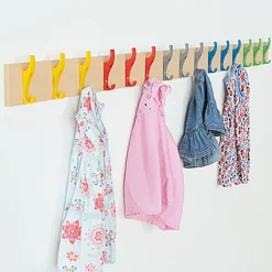 Outlet Cloakroom Rail with 15 Multicoloured Coat Hooks Cloakroom Storage