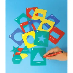 Hot Coloured Plastic Geometric Stencils 12pcs Geometry & Shape