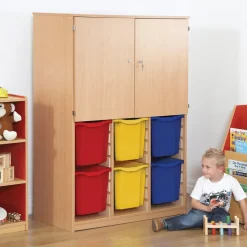 Clearance Cupboard With Jumbo Tray Storage Multicoloured Trays Cupboards|Office Storage