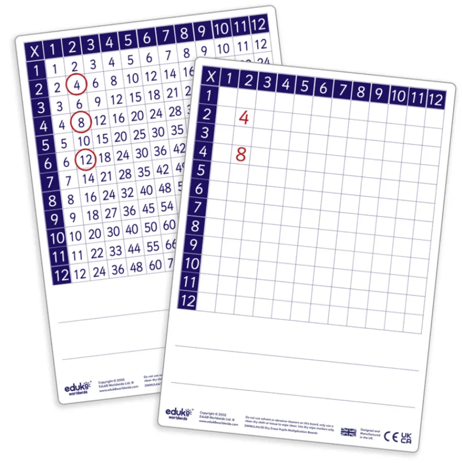 Clearance Dry Erase Pupils' A4 Multiplication Boards 30pk Problem Solving Activities|Multiplication & Division