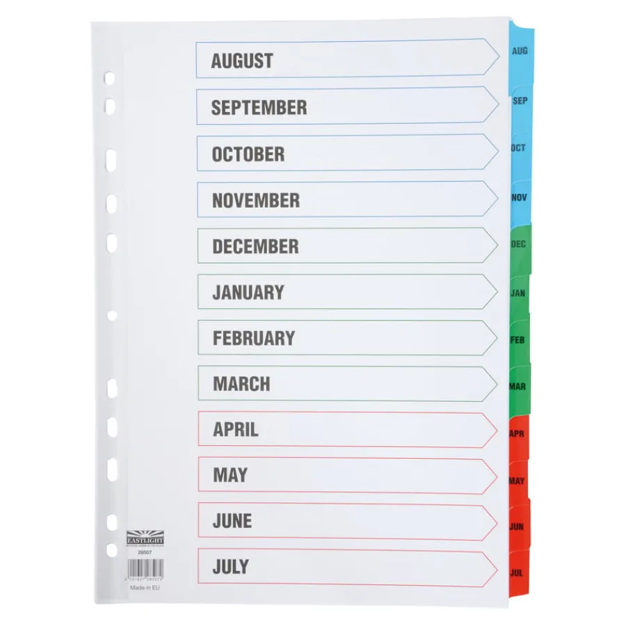 New EASTLIGHT A4 Academic Year Index Dividers Filing Dividers