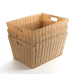 Outlet Faux Plastic Wicker Storage Baskets - Extra Deep H225mm Boxes & Containers|Bags, Baskets & Tubs