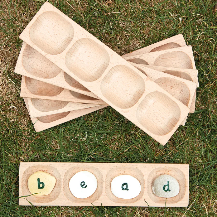 Four Pebble Word Building Tray Set 6pk Letters & Sounds