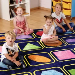 Clearance Geometric Shapes Square Placement Carpet 3 x 3m Rugs & Mats|Library Furniture