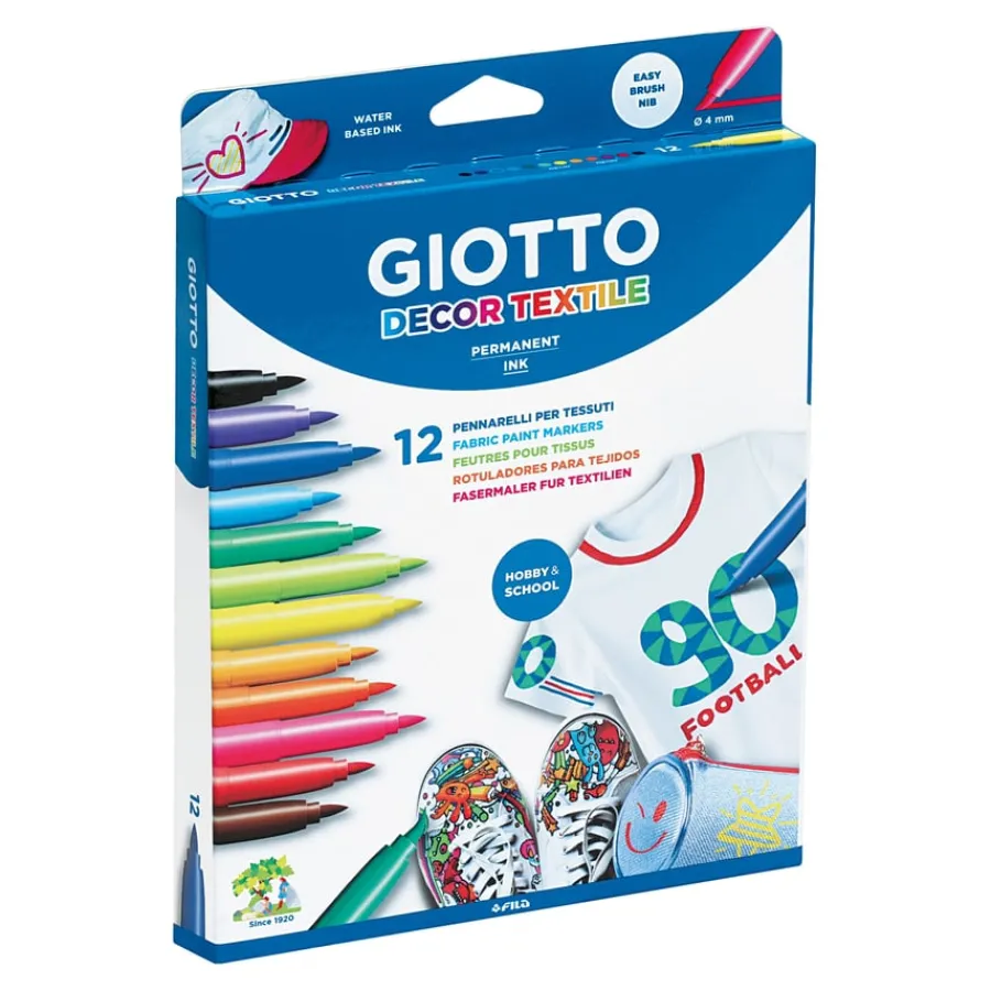 Hot Giotto Decor Textile Markers Assorted 12pk Textiles|Textile Paints & Pens