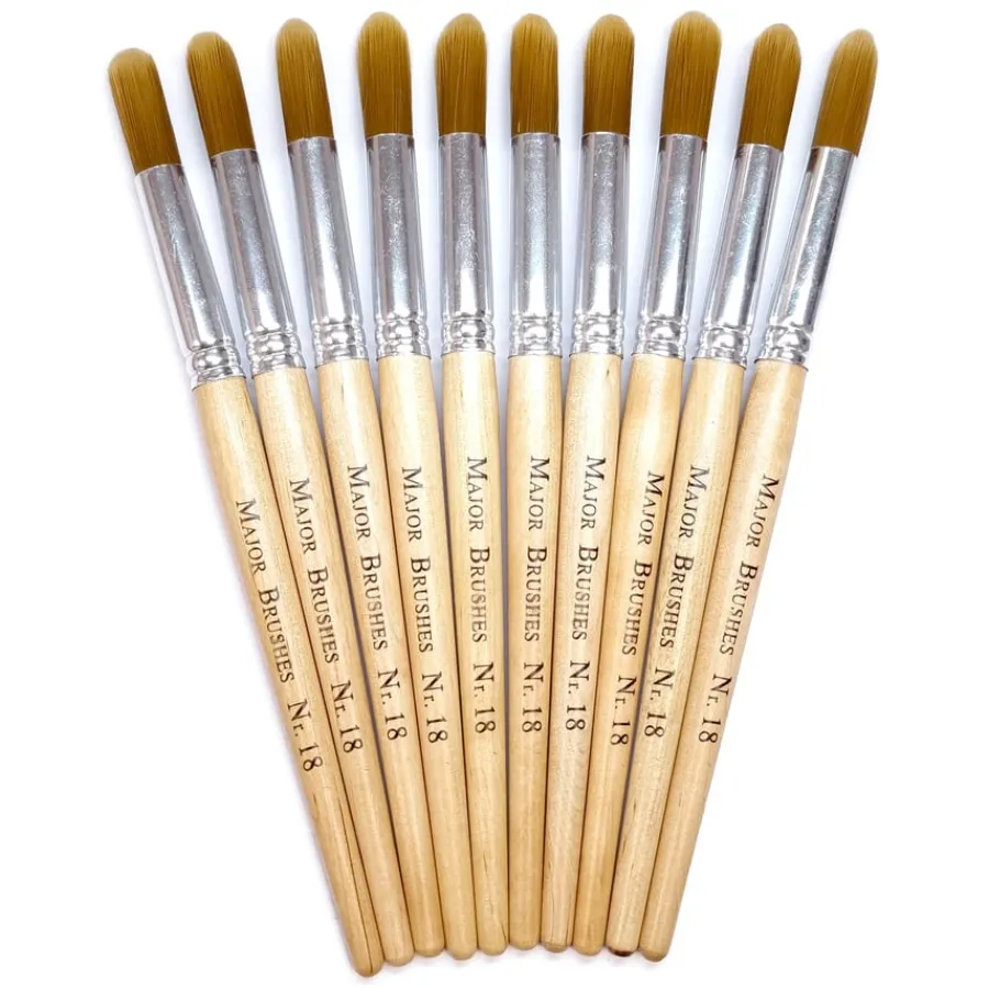 Discount Golden Nylon Short Round Brush Size 18 10pk Paint Pots & Trays|Paint Brushes & Applicators