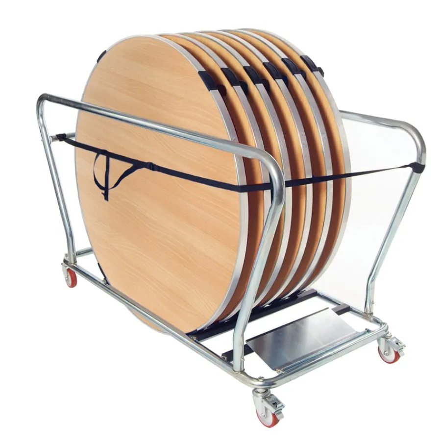 Clearance Gopak Contour Round Folding Tables 6pk and Trolley Dining And Meeting Tables|Tables & Chairs
