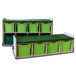 Discount Grass Top Tiered Seating with Jumbo Trays Trays & Tray Storage