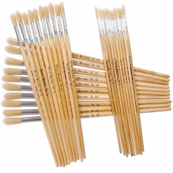 Discount Hog Hair Round Head Paint Brushes Assorted 30pk Paint Pots & Trays|Paint Brushes & Applicators