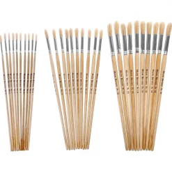 Discount Hog Hair Round Head Paint Brushes Assorted 30pk Paint Pots & Trays|Paint Brushes & Applicators