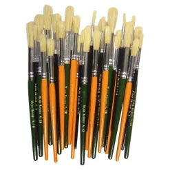 Discount Hog Hair Round Head Paint Brushes Assorted 30pk Paint Pots & Trays|Paint Brushes & Applicators