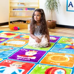 Best Large Blue Alphabet Carpet Library Furniture|Reading Spaces