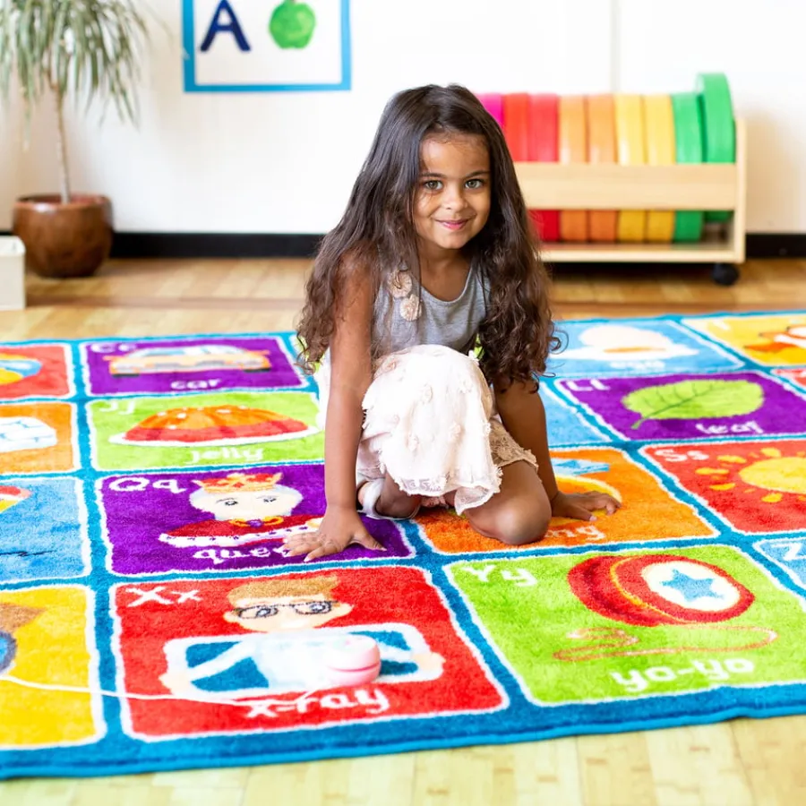 Best Large Blue Alphabet Carpet Library Furniture|Reading Spaces