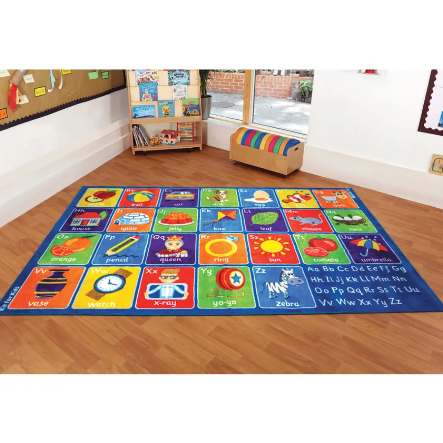 Best Large Blue Alphabet Carpet Library Furniture|Reading Spaces