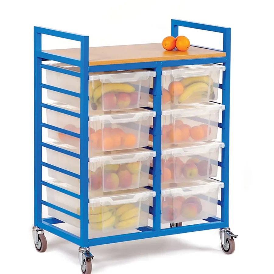 Online Large Trolley With Eight Lidded Trays Cool Blue H940mm Boxes & Containers|Storage & Trolleys