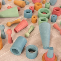 Loose Parts Wooden Shapes Large 72 Piece Set - Earth Loose Parts|Sorting & Classification
