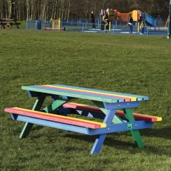 Clearance Marmax Children’s Recycled Heavy-Duty Picnic Bench Rainbow Benches & Picnic Benches|Forest Schools