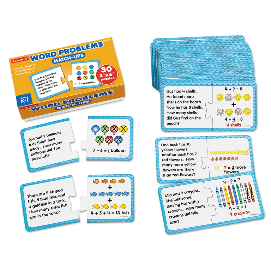 Clearance Maths Word Problems - Self-Check Puzzles 30pcs Multiplication & Division|Addition & Subtraction
