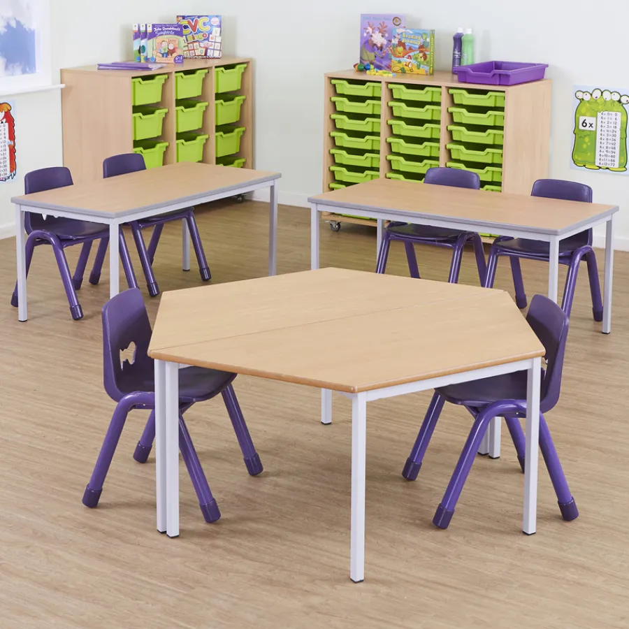 MDF Edge Welded Frame Trapezoidal Table Classroom Tables|Furniture