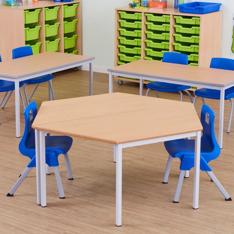 MDF Edge Welded Frame Trapezoidal Table Classroom Tables|Furniture