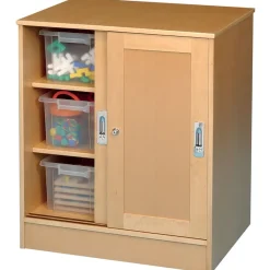 Discount Medium Beech Lockable Storage Cupboard H850 x W530 x L710mm Office Furniture|Cupboards