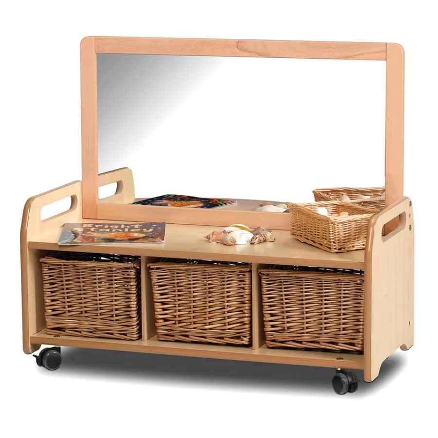 Outlet Millhouse Low Storage W/ Display & Mirror Back Boxes & Containers|Storage & Trolleys