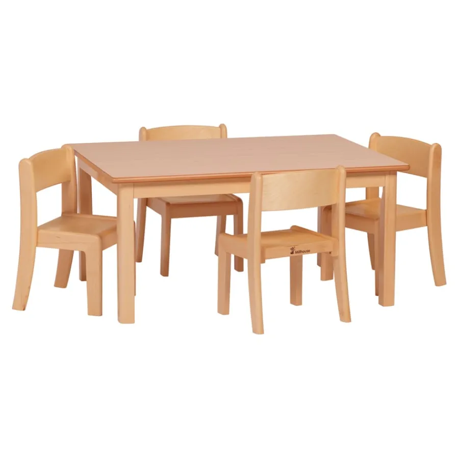 Best Millhouse Small Rectangular Table & 4 Beech Chairs Classroom Tables|Express Delivery Furniture