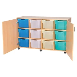 Sale Mobile 12 Extra Deep Tray Oak Cupboard Unit Cupboards|Boxes & Containers