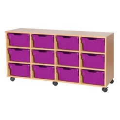 Clearance Mobile Quad Tray Storage Unit 12 Deep Boxes & Containers|Furniture