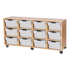 Clearance Mobile Quad Tray Storage Unit 12 Deep Boxes & Containers|Furniture