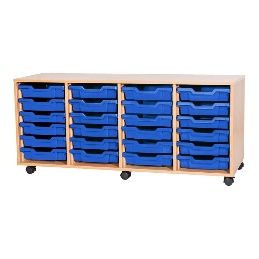 Clearance Mobile Quad Tray Storage Unit 24 Trays Boxes & Containers|Furniture
