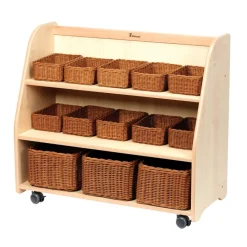 Outlet Mobile Tiered Shelf Unit with Mirror Back With Baskets Boxes & Containers|Storage & Trolleys