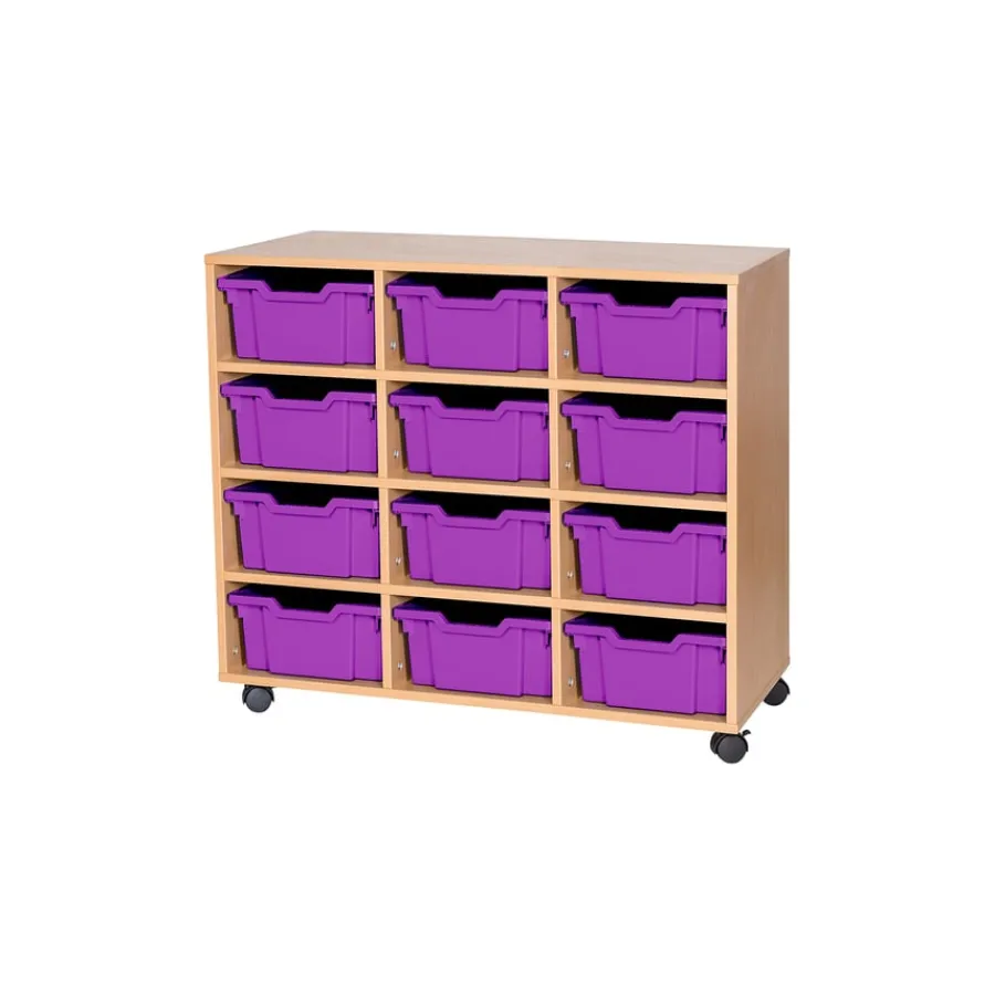 Discount Mobile Triple Tray Storage Unit 12 Deep Boxes & Containers|Furniture