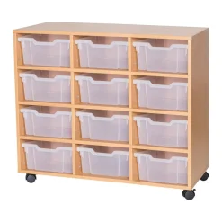 Discount Mobile Triple Tray Storage Unit 12 Deep Boxes & Containers|Furniture