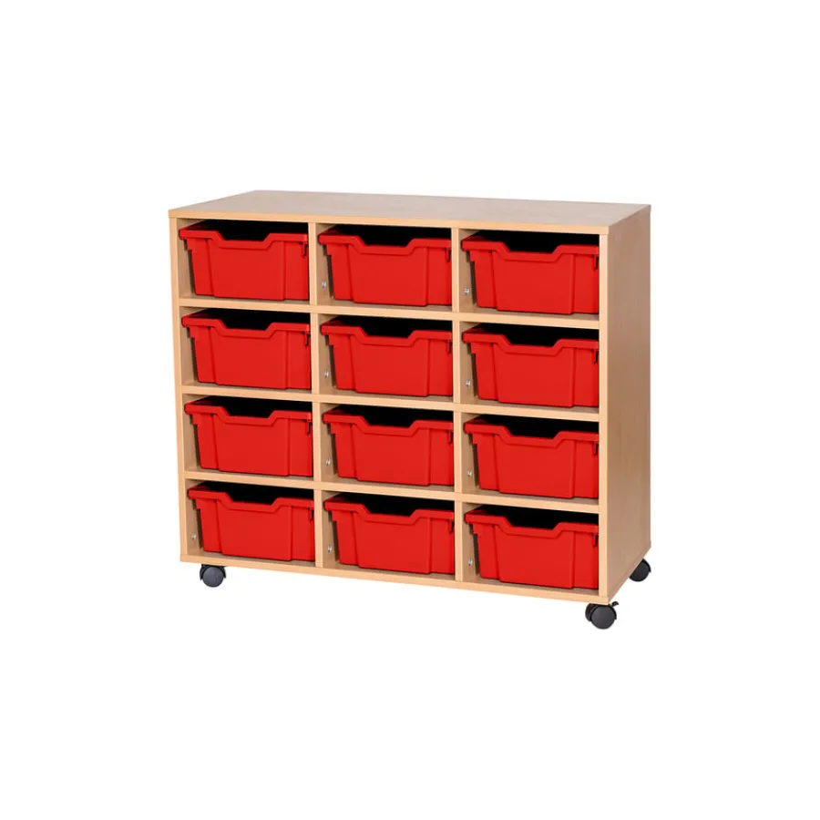 Discount Mobile Triple Tray Storage Unit 12 Deep Boxes & Containers|Furniture