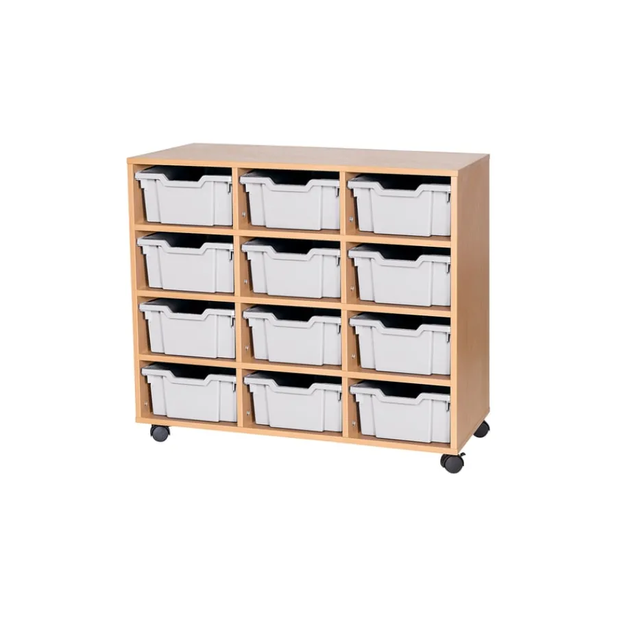 Discount Mobile Triple Tray Storage Unit 12 Deep Boxes & Containers|Furniture