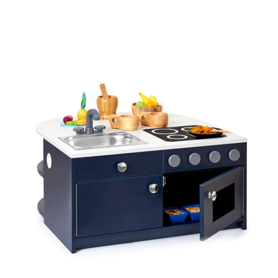 Hot Modern Living Toddler Kitchen Set Navy 3 Piece Role Play|Role Play Furniture & Accessories