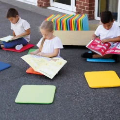 Clearance Multicoloured Square Cushions and Trolley 32pk Library Furniture|Cushions