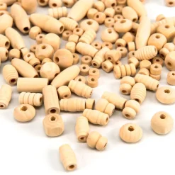 Discount Natural Wooden Beads Tub Assorted 400ml Festivals & Celebrations|Collage & Craft