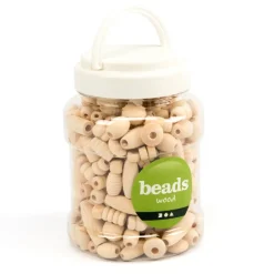 Discount Natural Wooden Beads Tub Assorted 400ml Festivals & Celebrations|Collage & Craft