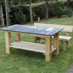 Clearance Outdoor Rectangular Chalkboard Table and Benches Benches & Picnic Benches|Outdoor Furniture