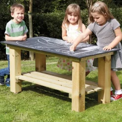 Clearance Outdoor Rectangular Chalkboard Table and Benches Benches & Picnic Benches|Outdoor Furniture